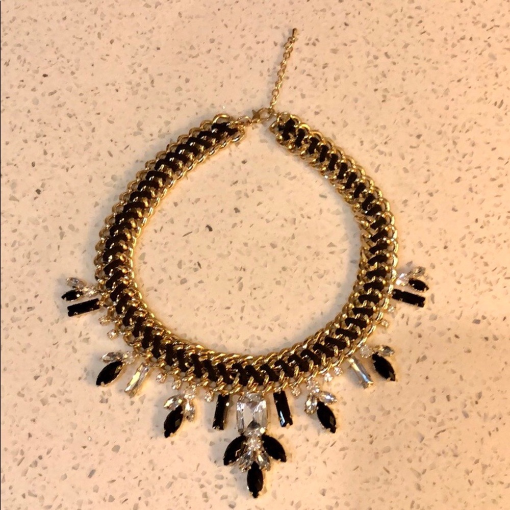 Baublebar Black & Gold Bib Necklace with Crystals